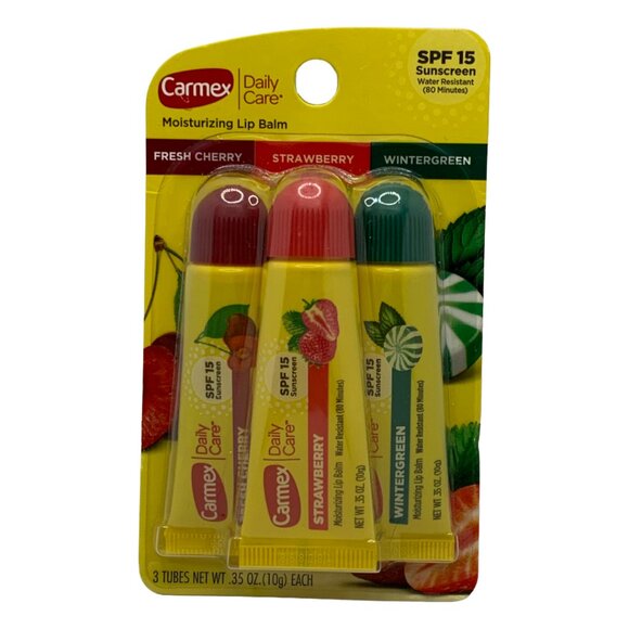 NWT CARMEX Daily Care 3 Pack Moisturizing Flavored Lip Balms w. SPF 15 - Picture 2 of 3